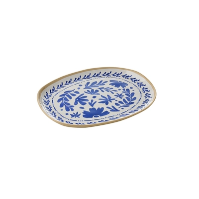 GN 1/2 Tablett Floryn, 32.5 x 26.5 cm, H: 2.5 cm,  Melamin, innen blau / weiss, aussen beige_1
