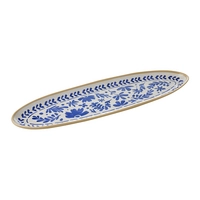 GN 2/4 Tablett Floryn, 53 x 16.2 cm, H: 2.5 cm,  Melamin, innen blau / weiss, aussen beige