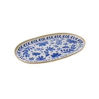 Tablett Floryn, 40.5 x 24.5 cm, H: 2.5 cm,  Melamin, innen blau / weiss, aussen beige