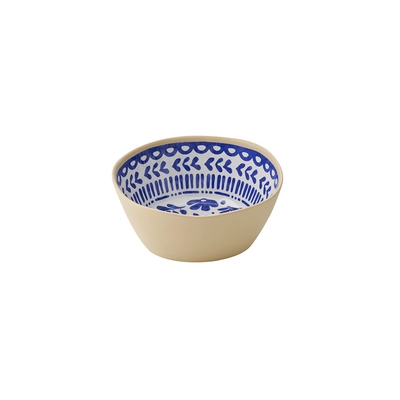 Schale Floryn,  Ø 20 cm, H: 9 cm, 1.3l,  Melamin, innen blau / weiss, aussen beige_1