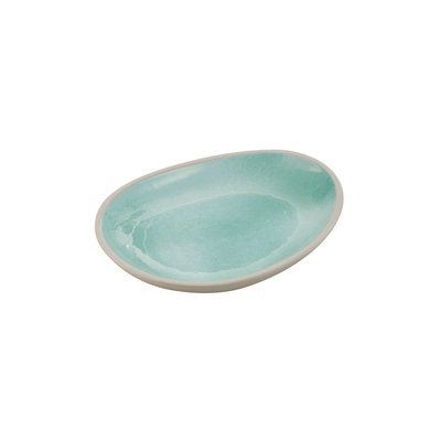 Teller Cala, 19 x 14.5 cm, H: 2.5 cm,  Melamin, innen grün, aussen grau_1