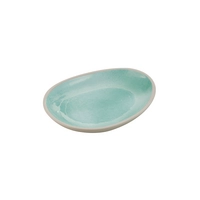 Teller Cala, 19 x 14.5 cm, H: 2.5 cm,  Melamin, innen grün, aussen grau