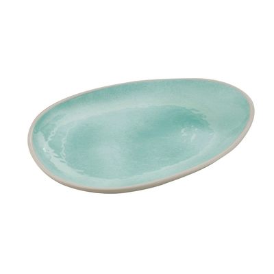 Teller Cala, 27 x 21 cm, H: 2.5 cm,  Melamin, innen grün, aussen grau_1