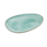 Teller Cala, 27 x 21 cm, H: 2.5 cm,  Melamin, innen grün, aussen grau