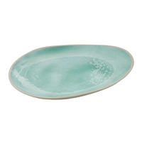 Teller Cala, 33.5 x 26 cm, H: 2.5 cm,  Melamin, innen grün, aussen grau