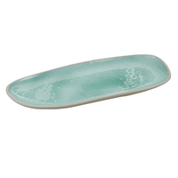 Teller Cala, 34 x 15 cm, H: 2.5 cm,  Melamin, innen grün, aussen grau