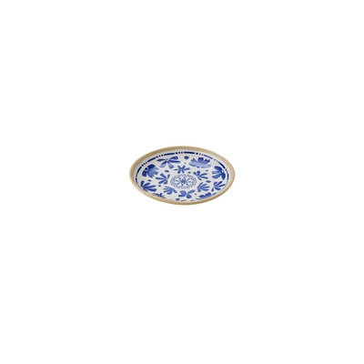 Schale Floryn,  Ø 15.5 cm, H: 2 cm,  Melamin, innen blau / weiss, aussen beige_1