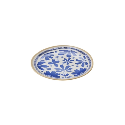 Schale Floryn,  Ø 27 cm, H: 2 cm,  Melamin, innen blau / weiss, aussen beige_1