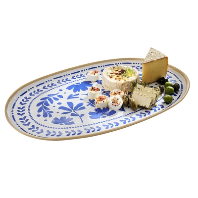 GN 1/1 Tablett Floryn, 53 x 32.5 cm, H: 2.5 cm,  Melamin, innen blau / weiss, aussen beige_2