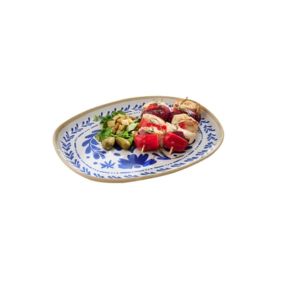 GN 1/2 Tablett Floryn, 32.5 x 26.5 cm, H: 2.5 cm,  Melamin, innen blau / weiss, aussen beige_2