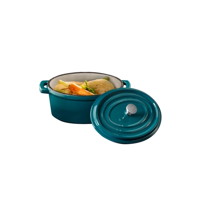 Mini cocotte 5 Stars avec couvercle,  14.5 x 11 cm, H: 6.5 cm, 45 cl, fonte, turquoise_2