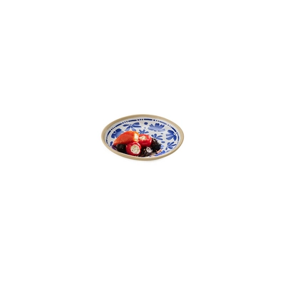 Schale Floryn,  Ø 15.5 cm, H: 2 cm,  Melamin, innen blau / weiss, aussen beige_2