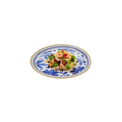 Schale Floryn,  Ø 27 cm, H: 2 cm,  Melamin, innen blau / weiss, aussen beige_2