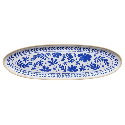 GN 2/4 Tablett Floryn, 53 x 16.2 cm, H: 2.5 cm,  Melamin, innen blau / weiss, aussen beige_3