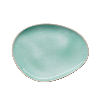 Teller Cala, 27 x 21 cm, H: 2.5 cm,  Melamin, innen grün, aussen grau_3