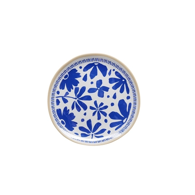 Schale Floryn,  Ø 27 cm, H: 2 cm,  Melamin, innen blau / weiss, aussen beige_3