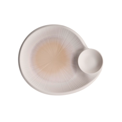Blush Teller, 30 x 25 cm, H: 2.5  cm, Melamin,  mit  Dipschälchen Ø 9 cm _3