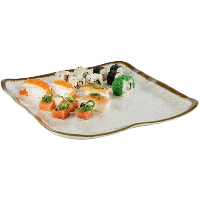 Stone Art Teller rechteckig, H: 3 cm, 33x32.5 cm,  Melamin, weiss_2