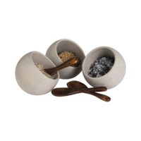 Servierset, 6-tlg, Moon, Ø 8 cm, H: 7.5 cm, 3 Schalen / 3 Löffel, Melamin, grau