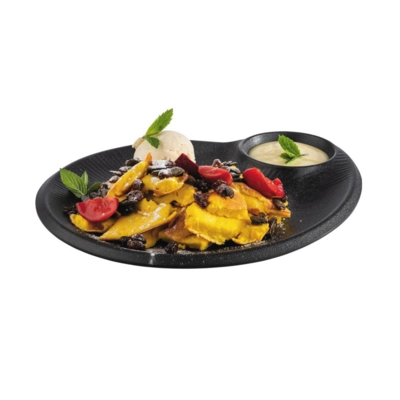 Assiette Nero plate, 24 x 20 cm, 0.04l, noir, en mélamine, avec encoche: Ø 7 cm_2