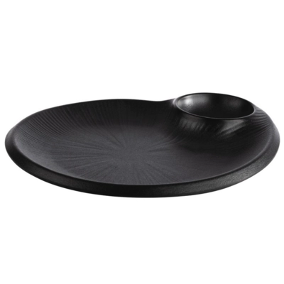 Assiette Nero plate, 30 x 25 cm, 0.06l, noir,  avec encoche Ø 9 cm, en mélamine_1