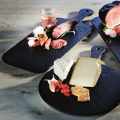 Tablett Slate Rock, 40 x 20 cm, H: 1.5 cm Melamin, schwarz, Schieferlook_2