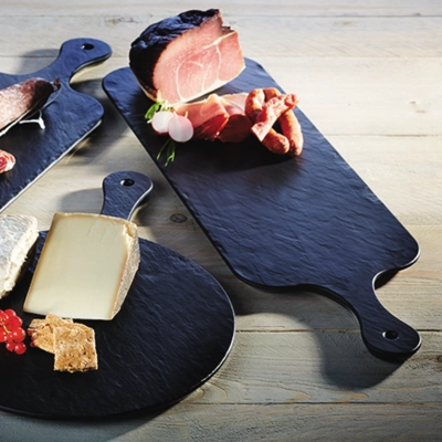 Tablett Slate Rock, 48 x 20 cm, H: 1.5 cm Melamin, schwarz, Schieferlook_2