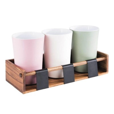 Station de présentation pour sauces à salade, 40 x 16 cm, H: 9 cm, en bois de chêne_2