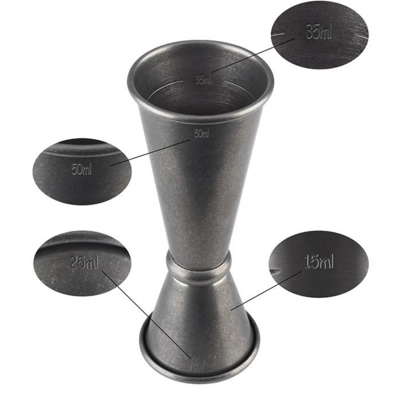 Barmass Ø 4 cm H: 11 cm, Gunmetal, 25 / 50 ml, mit Füllstrich: 15 ml / 35 ml_2