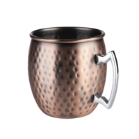 Moscow Mule Becher Antik-Look Kupfer, 500 ml,  Edelstahl, matt gehämmert, Ø 90 mm , H: 100 mm