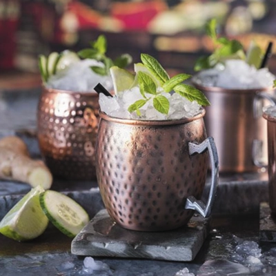 Moscow Mule Becher Antik-Look Kupfer, 500 ml,  Edelstahl, matt gehämmert, Ø 90 mm , H: 100 mm_2