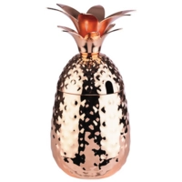 Pineapple Gobelet, 500 ml, Ø 90 mm, H: 190 mm, en inox poli, look cuivre, martelé, avec couvercle