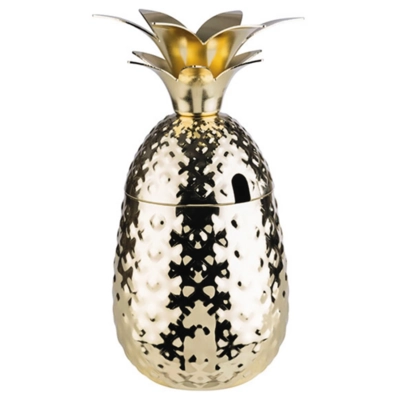 Pineapple Becher, 500 ml, Ø 90 mm, H: 190 mm, Gold-Look, Edelstahl, glanz, gehämmert, m. Deckel_1