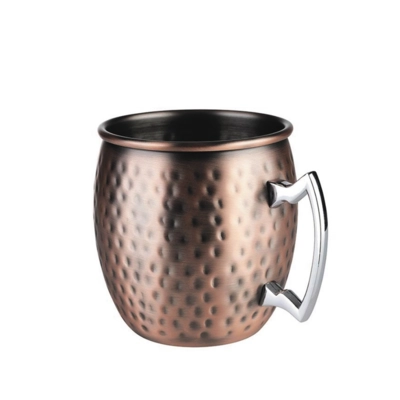 Moscow Mule Becher Antik-Look Kupfer, 500 ml,  Edelstahl, matt gehämmert, Ø 90 mm , H: 100 mm_1