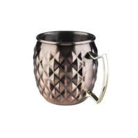 Moscow Mule Becher Kupfer Antik-Look matt, 500 ml, Edelstahl, strukturiert, Ø 95 mm, H: 100 mm