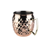 Moscow Mule Becher Kupfer-Look glanz, 500 ml, Edelstahl, strukturiert, Ø 95 mm, H: 100 mm