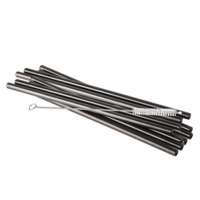 Trinkhalme, 10 Stk , Ø 8 mm Länge: 21.5 cm Edelstahl, Gunmetal-Look, inkl. Reinigungsbürste