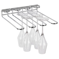 Rail porte-verres, 29.5 x 32 cm, H: 6 cm en mètal, chromé, 6 mm