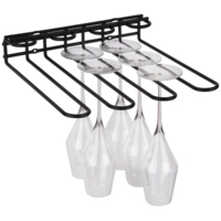 Rail porte-verres noir, 29.5 x 32 cm, H: 6 cm en mètal, 6 mm