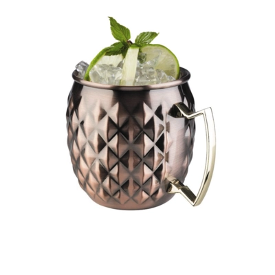 Moscow Mule Becher Kupfer Antik-Look matt, 500 ml, Edelstahl, strukturiert, Ø 95 mm, H: 100 mm_2
