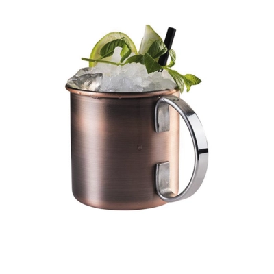 Moscow Mule Becher Vintage-Look Kupfer, 450 ml,  Edelstahl matt, Ø 90 mm, H: 90 mm_2