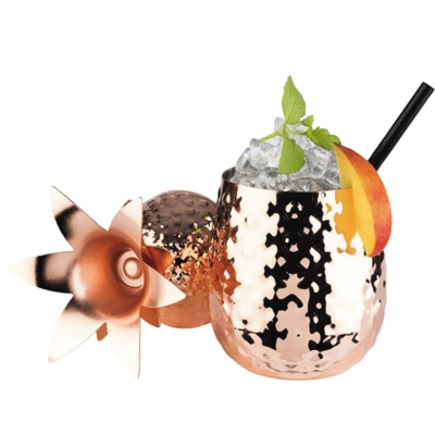 Pineapple Becher, 500 ml, Ø 90 mm, H: 190 mm, Kupfer-Look, Edelstahl glanz, gehämmert, m. Deckel_2